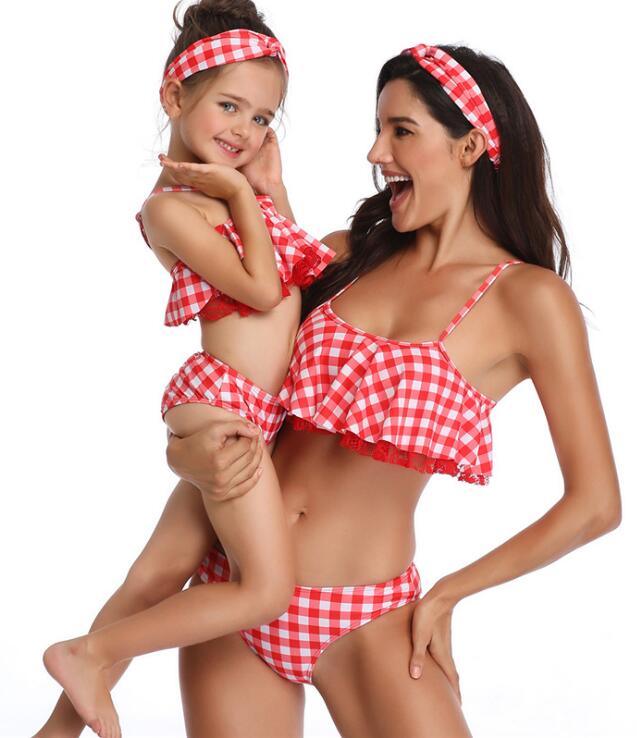 F4817 Mommy and Me PolkaDot Print Matching Swimsuit